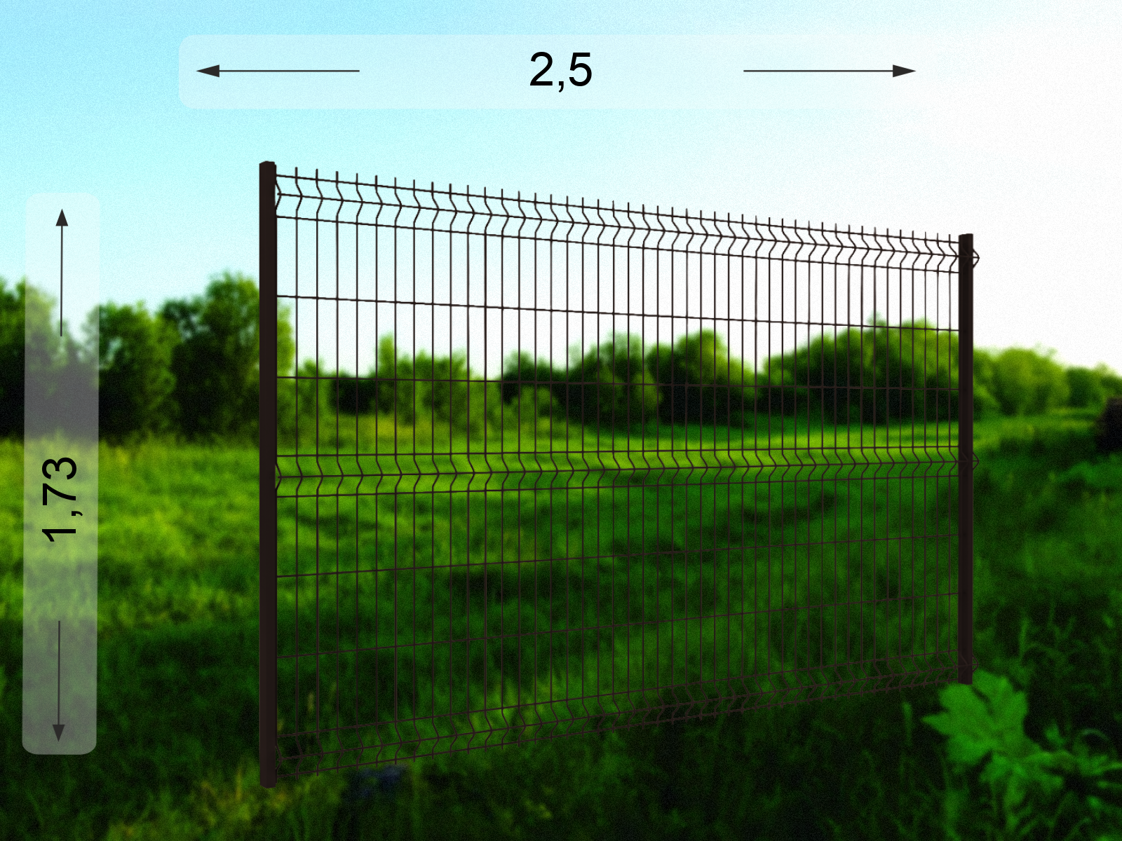 Коричневый 3D забор 1,73×2,5 м